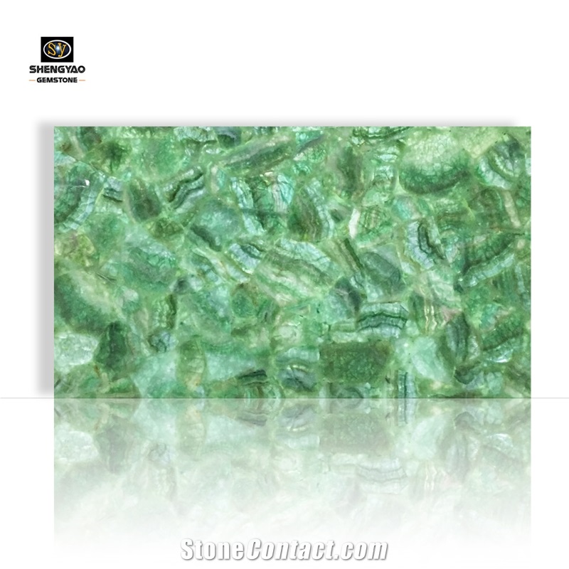 Green Fluorite Crystal Semi Precious Stone Slab