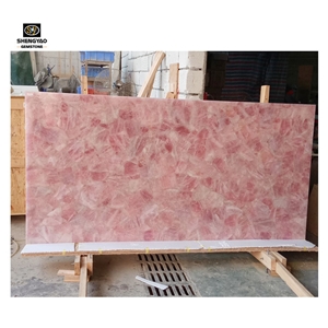 Rose Quartz Gemstone Slab Pink Crystal Wall Panel