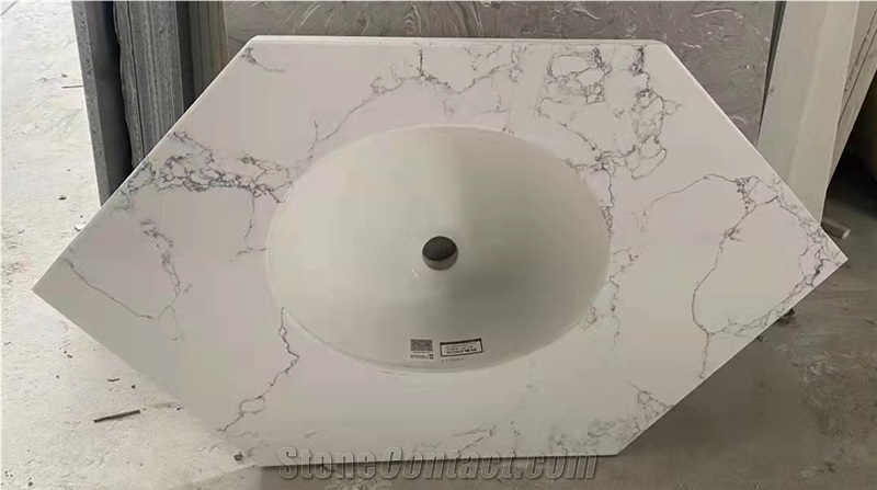 Bathroom Vanity Top Of Artificial Marble Bianco Cararra