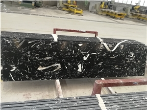Black Silver Engineered Marble Slab For Top, Wall Tile