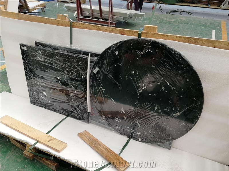 Black Silver Engineered Marble Slab For Top, Wall Tile