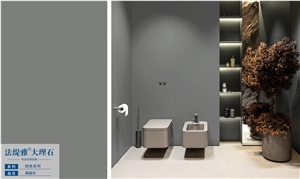 Pure Grey Artificial Marble Slab Wall Tile For Bathroom