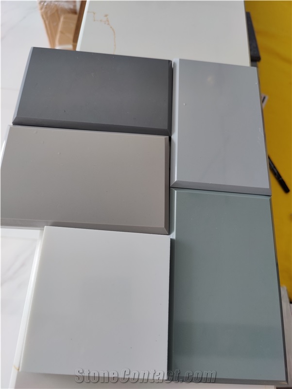 Pure Grey Artificial Marble Slab Wall Tile For Bathroom