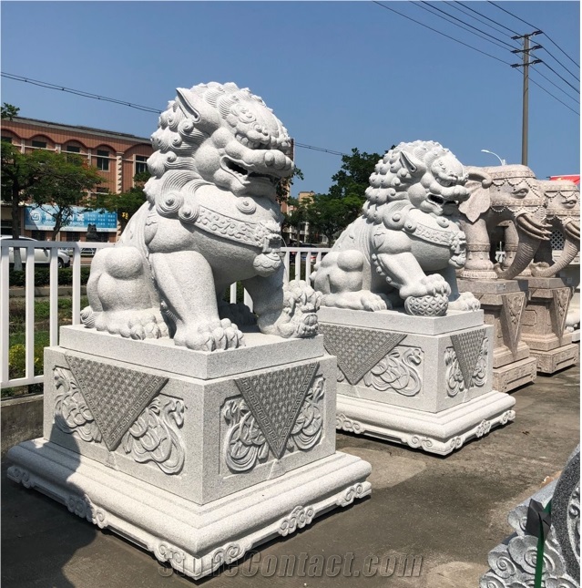 Top Quality White Lions Sculpture Hotel Landscape Statues