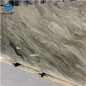 Brazil Natural Gold Silk Road Quartzite Slabs For Countertop