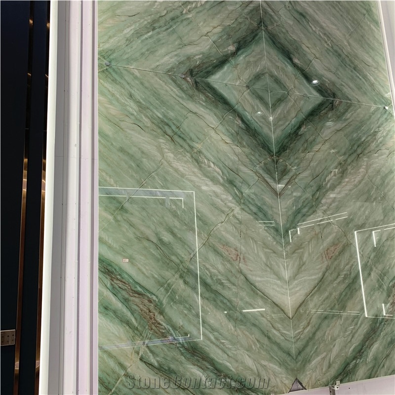 Brazili Green Stone Emerald Quartzite Slab For Hotel Project