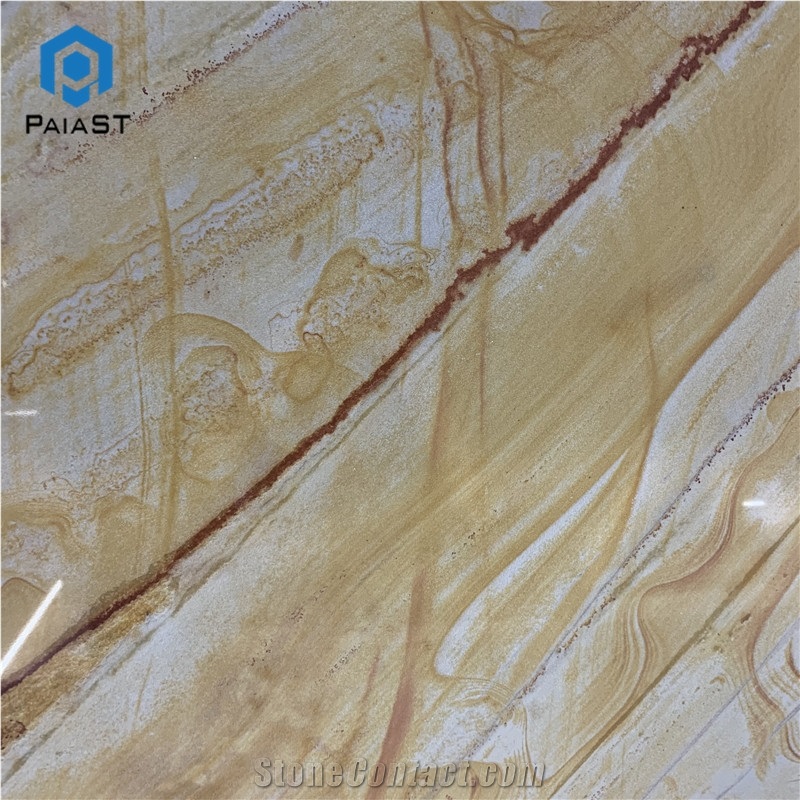 Luxury Natural Golden Quartzite Slabs For Hotel Wall Design