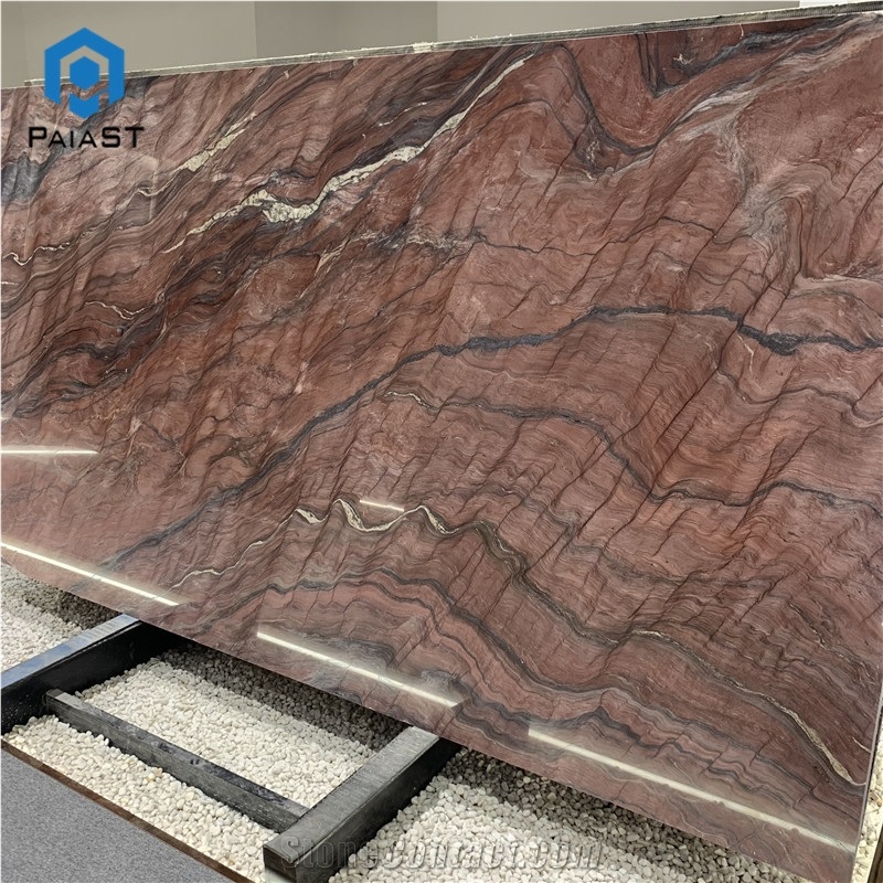Natural Exotic Stone Red Silk Quartzite Tile For Wall&Floor