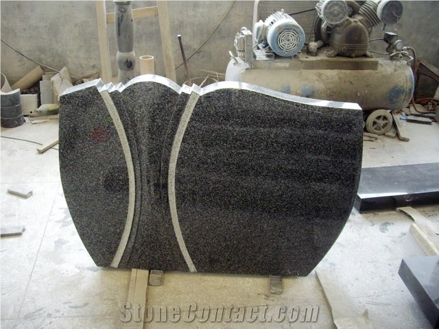 Black Gravestone Single Marker Slant Upright Headstone