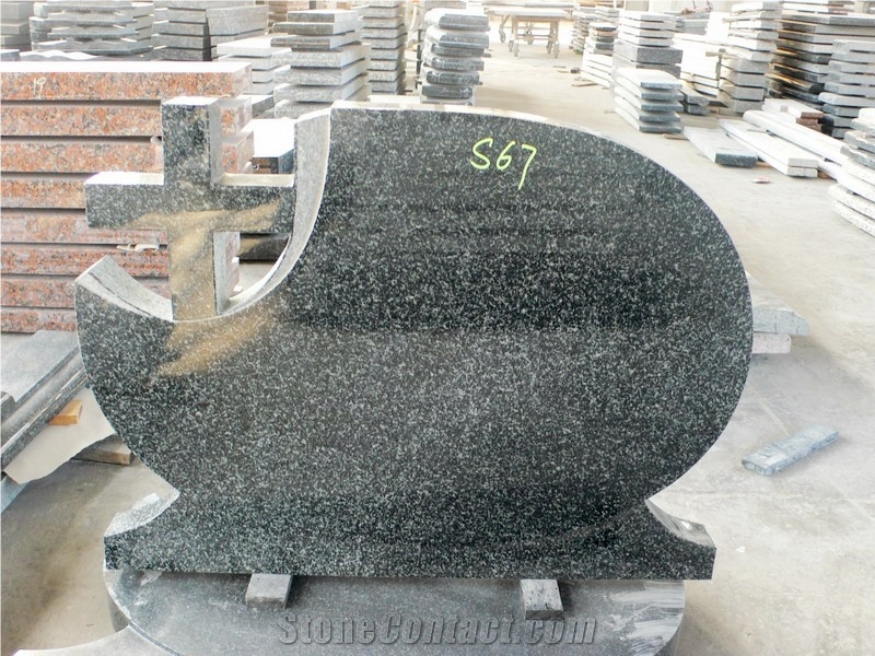 China Ever Green Handcraft Cross Granite Headstone Tombstone