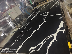 Calacatta Balck Solid Engineer Stons Quartz Slabs