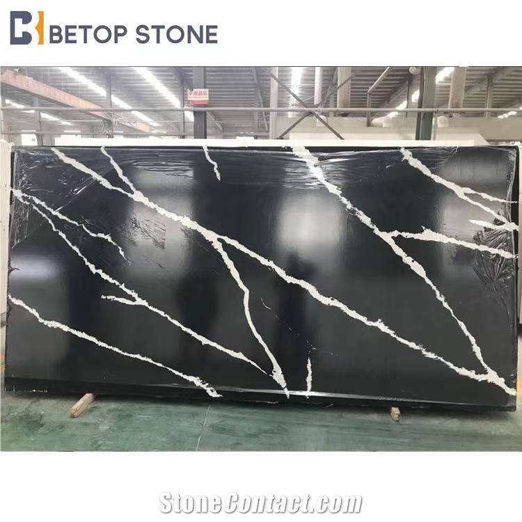 Engineered Marble Stone Black Nero Flooring Slabs&Tiles