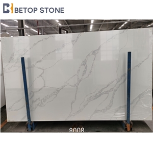 White Calacatta Tuscan Quartz Slabs Engineered Stone-A1823