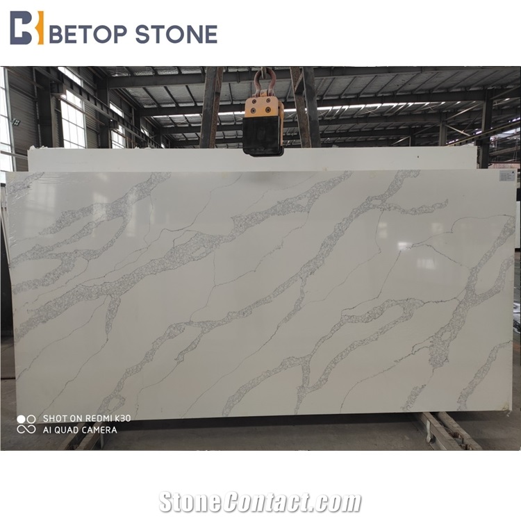 White Calacatta Tuscan Quartz Slabs Engineered Stone-A1823