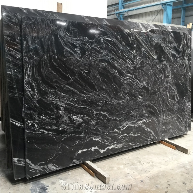 Spider Forest Black Granite Slabs