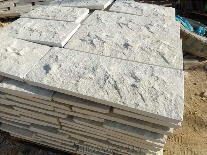Tubzeh Stone White Limestone Split Face Stone Wall 