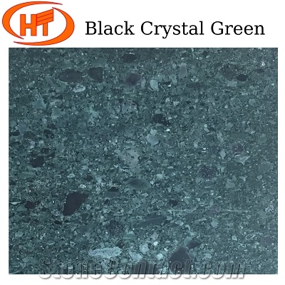Big Black Crystal Green Granite Slab