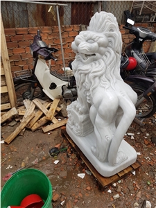 Big White Marble Lion Statue