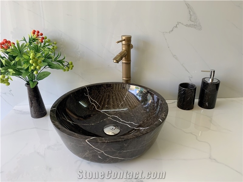 Black Marble Bathroom Sink From Vietnam