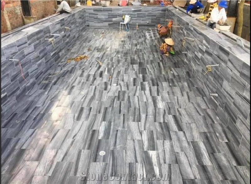 Black Tiger Veins Best Choice Swimming Pool Marble Tile 