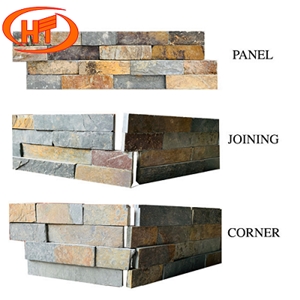 Muliti Color Yellow Slate Stone Wall Cladding Panel