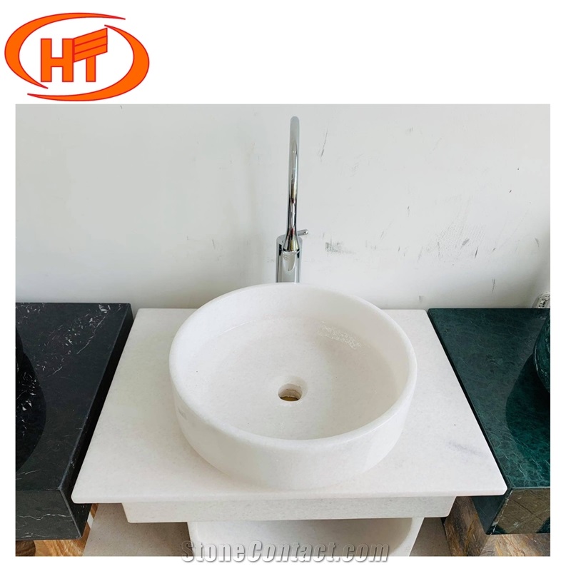 Pure White Marble Sink Round Sink Rectangle Sink