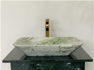 Rectangle Green Onyx Hamalia Basin Sink Stone