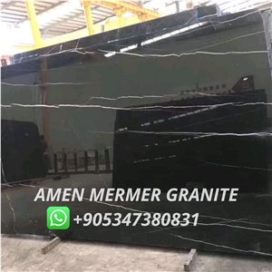 Tunisian Nero Marquina Marble Slabs