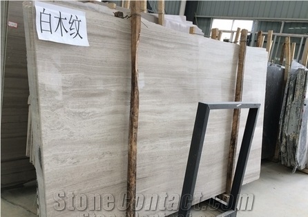 China White Wooden Marble With Cross-Cut Polished Surface