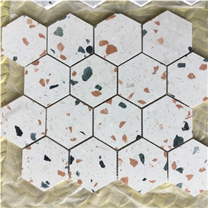 3" Beige Terrazzo Mosaic Kitchen Backsplash Wall Design Tile