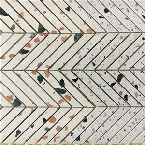 Beige Terrazzo Kitchen Backsplash Mosaic Floor Pattern Tile