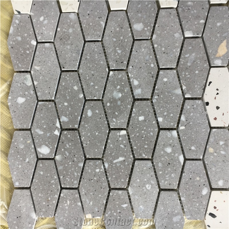 Bowling Grey Terrazzo Tile Kitchen Backsplash Wall Mosaic 