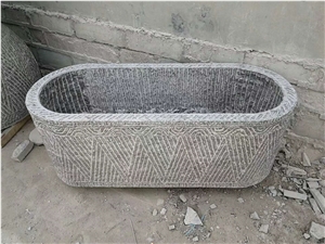 Blue Stone Outdoor Planter Belgium Blue Carving Flower Stand