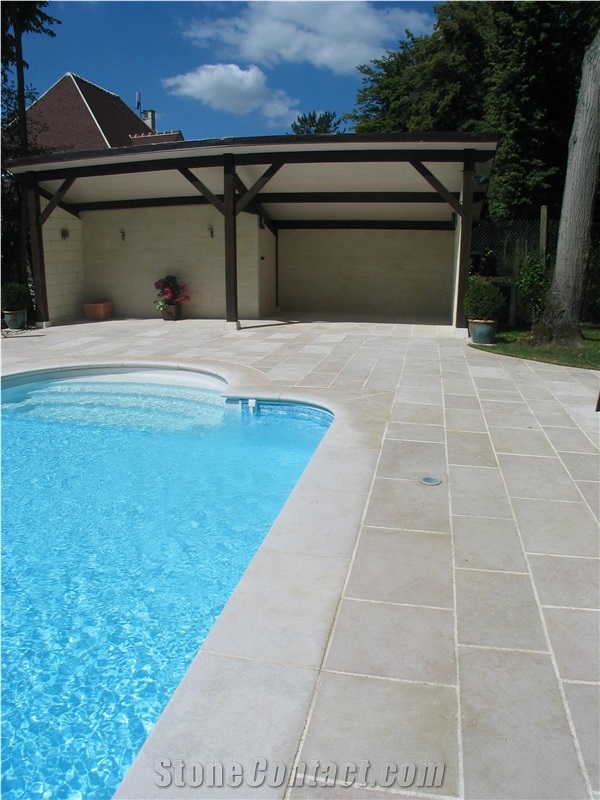 Cream Limestone Pool Tile Paver French Limestone Floor Tile