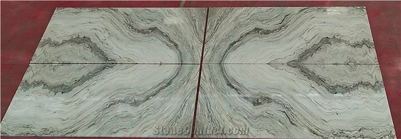 Crossingcut Green Wood Marble Bookmatch Floor Pattern Tile 