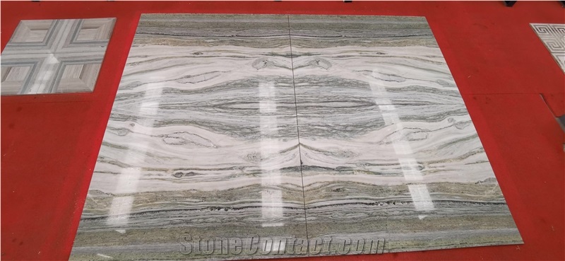 Crossingcut Green Wood Marble Bookmatch Floor Pattern Tile 