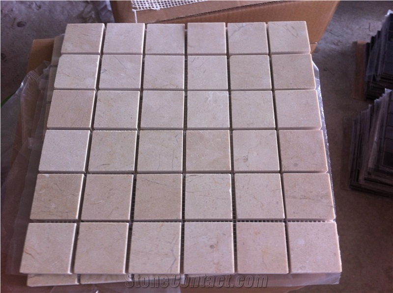 Marble Backsplash Mosaic Crema Marfil 2X2 Kitchen Floor Tile