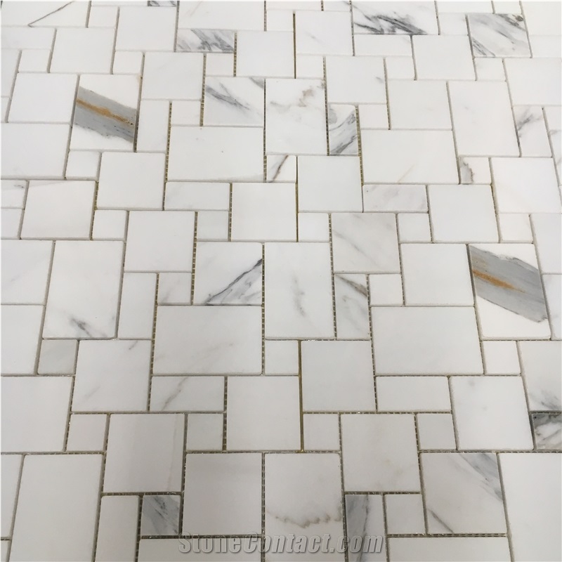 Marble Bric Mosaic Wall Tile Calacatta French Pattern Floor 