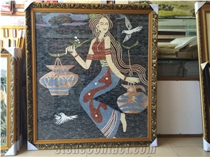 Marble Handmade Mosaic Portrait Pattern Pietra Dura Mosaic