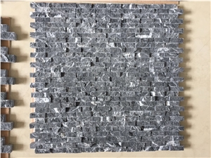 Marble Linear Strips Mosaic Design Split Nero Marquina Wall