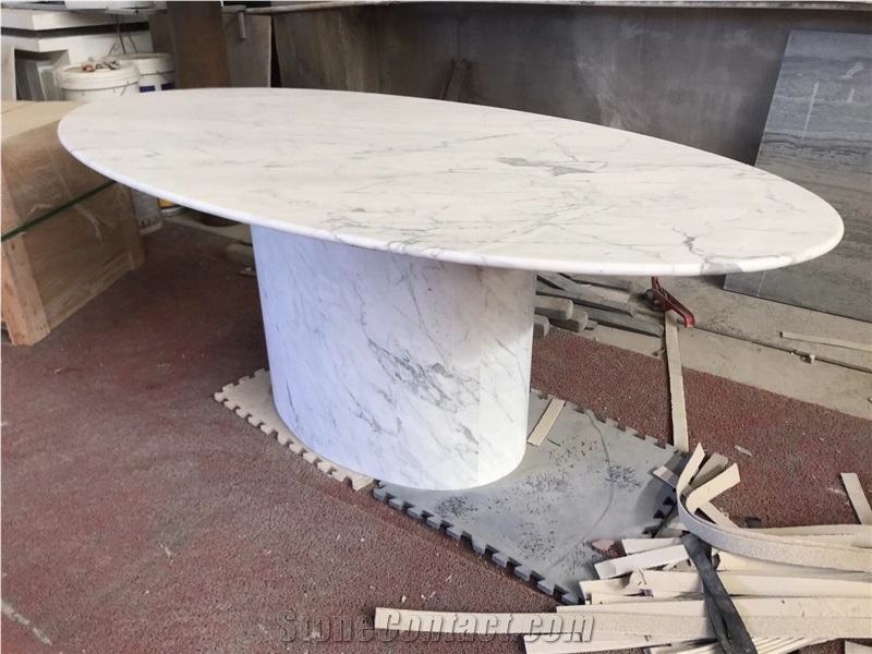 Marble Stone Furniture Statuario Carrara Dining Coffee Table