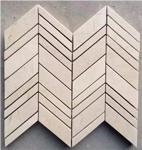 Marble Wall Design Mosaic Crema Marfil Chevron Backsplash