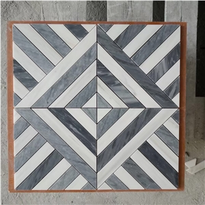 Mixed Marble Chevron Floor Mosaic 3D Pattern Backsplash Tile