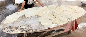 Patagonia Granite Waterjet Table Top, Oval Conference Table