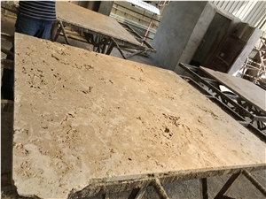 Persian Beige Travertine Acrossing Cut Slab Unfilled Slab