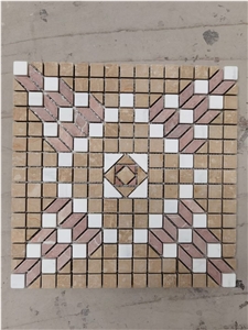 Square Light Emperador Floor Mosaic Design Thassos Pattern