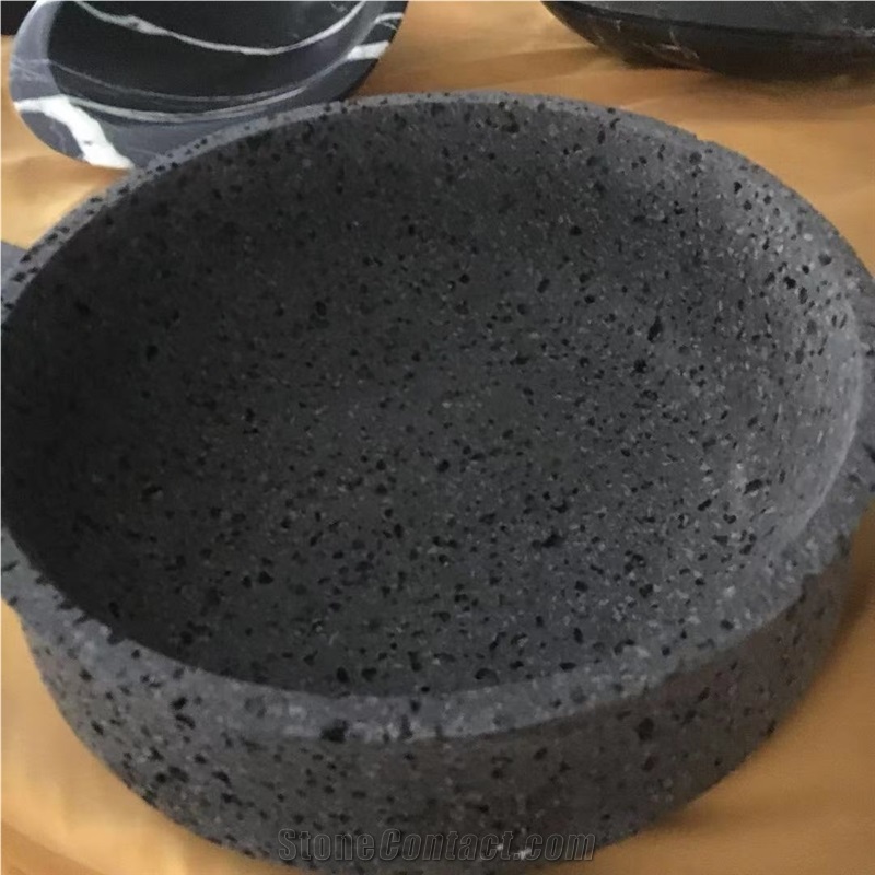 Stone Dining Accessories Lava Stone Fruit Bowls Stone Pots 