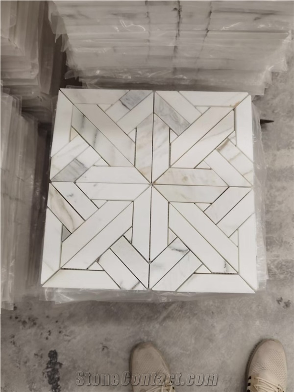 Subway Brick Marble Mosaic Tundra Grey Kitchen Floor Tile 