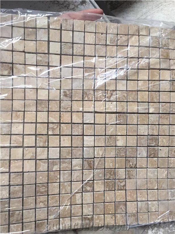 Travertine Chips Floor Mosaic Noce Bathroom Wall Backsplash