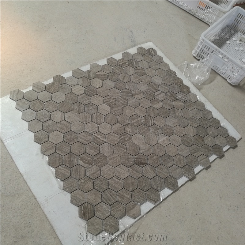 Waterjet Brass Floor Mosaic Calacatta Chevron Backsplash 
